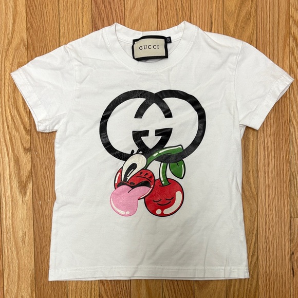 Gucci Kids White T-Shirt‎ Cherry Watermelon Graphic Logo Tee Size 120 - Picture 1 of 5